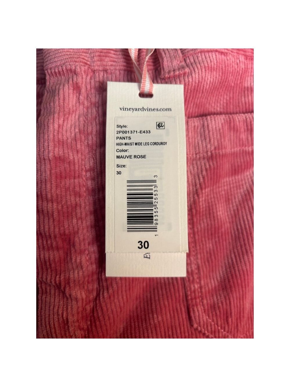 Women's Vineyard Vines Pink High-Waist Wide Leg Corduroy Pants Sz 30 Mauve Rose - Picture 7 of 13